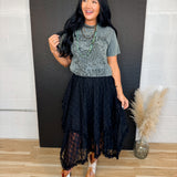 Lace Tier Midi Skirt - Black - Lace and Grace Boutique