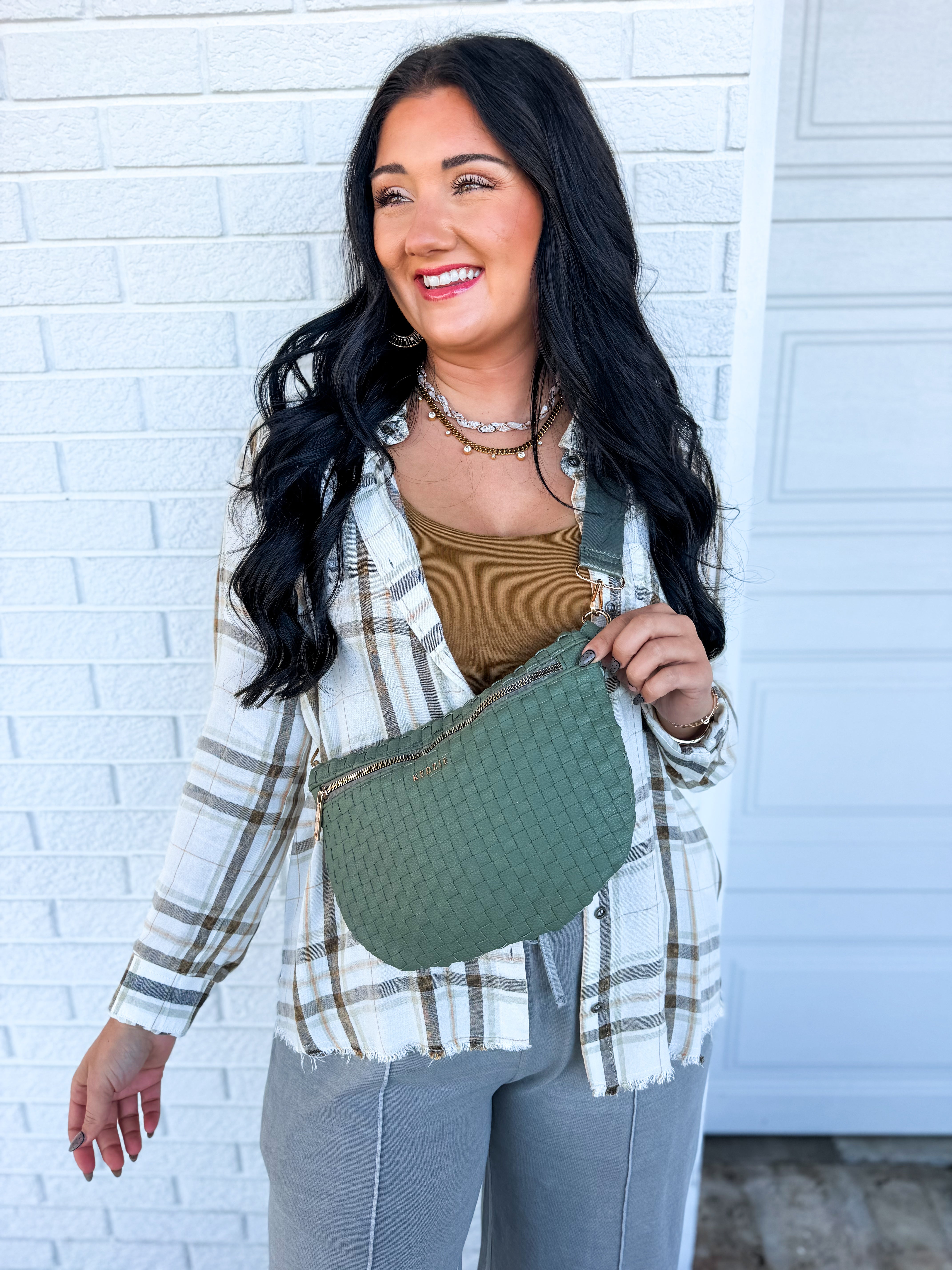 Kedzie Terrace Woven Crossbody - Green - Lace and Grace Boutique