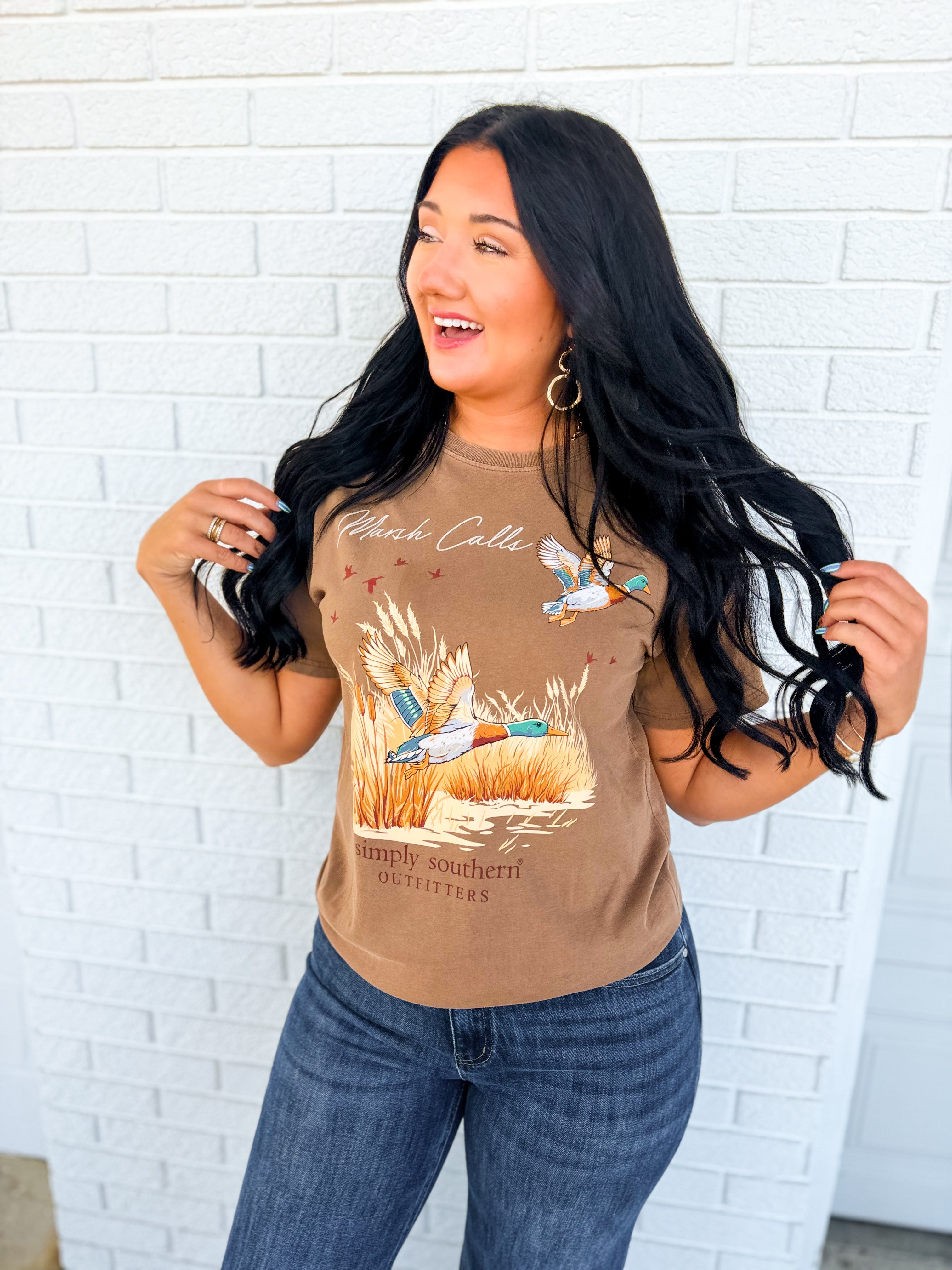 Simply Southern Marsh Calls Graphic Tee - Raw Hide - Lace and Grace Boutique