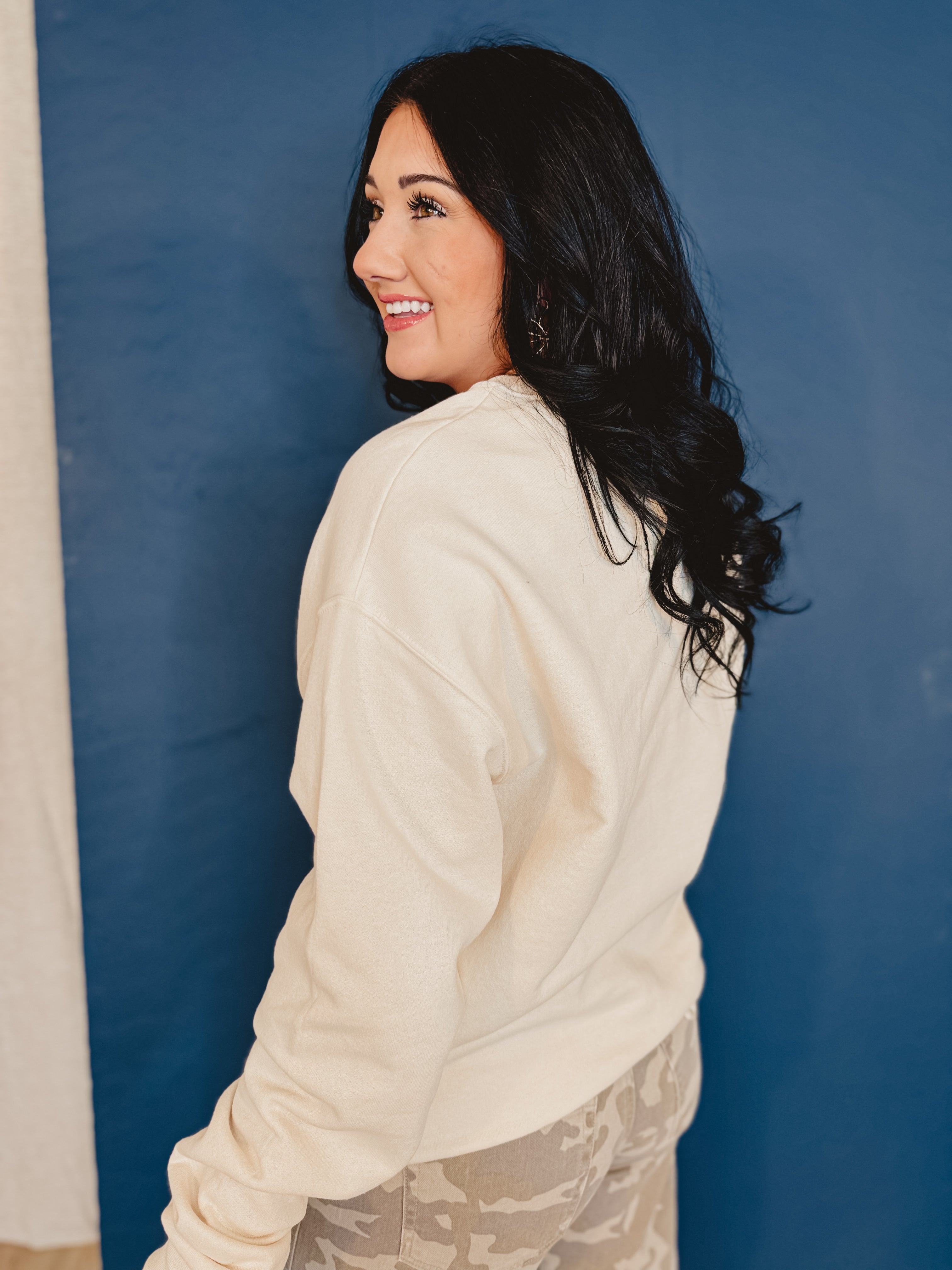 Wildlife Embroidered Sweatshirt - Custard Cream - Lace and Grace Boutique