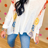 Crochet Detail Long Sleeve Top - Rainbow
