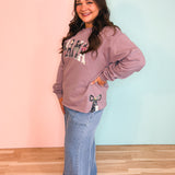 Mama Bow Crewneck Sweatshirt - Soft Purple - Lace and Grace Boutique