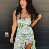 Strapless Asymmetric Ruffle Hem Maxi Dress - Delicate Blues - Lace and Grace Boutique