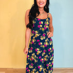 Floral Slit Midi Dress - Parisian Bloom - Lace and Grace Boutique