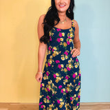 Floral Slit Midi Dress - Parisian Bloom - Lace and Grace Boutique