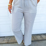 Mini Plaid Woven Drawstring Pants - Cloud/Cream