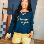 Summer Night Boat Neck Sweater Pullover - Navy - Lace and Grace Boutique