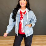 Mineral Wash Oversized Denim Hoodie Jacket - Lace and Grace Boutique