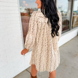 Floral Print Pom-Pom Trimmed Mini Dress - Cream/Brown