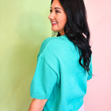 Half Sleeve Sweater Top - Seafoam - Lace and Grace Boutique