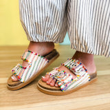 Tatum Buckle Slide Sandal - Multicolor - Lace and Grace Boutique