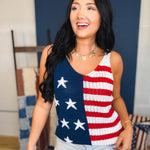 Fourth Of July Knit Tank Top - American Flag - Lace and Grace Boutique