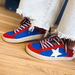 The Candace Sneaker - Blue/Red - Lace and Grace Boutique