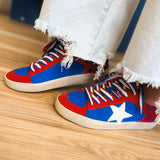 The Candace Sneaker - Blue/Red - Lace and Grace Boutique