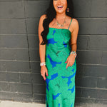 Floral Slip Maxi Dress - Blue/Green - Lace and Grace Boutique