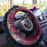 Natural Life Velvet Steering Wheel Cover - Green Painterly Vines - Lace and Grace Boutique