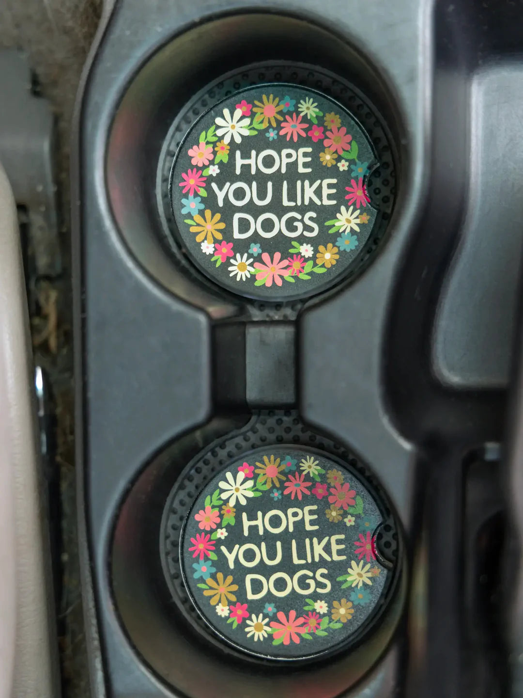 Natural Life Car Coasters, Set of 2 - Hope You Like Dogs - Lace and Grace Boutique
