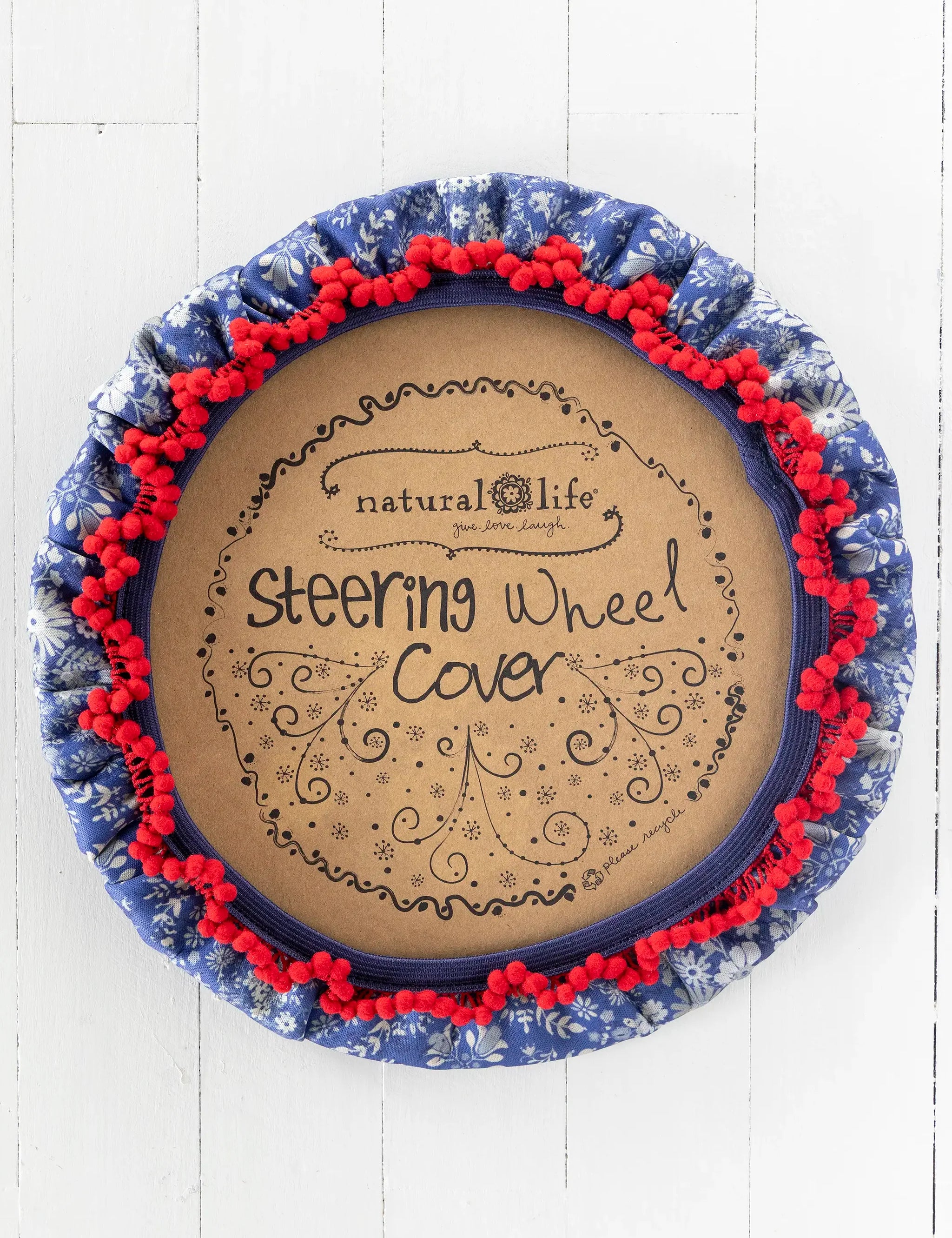 Natural Life Steering Wheel Cover - Diamond Bandana Navy - Lace and Grace Boutique