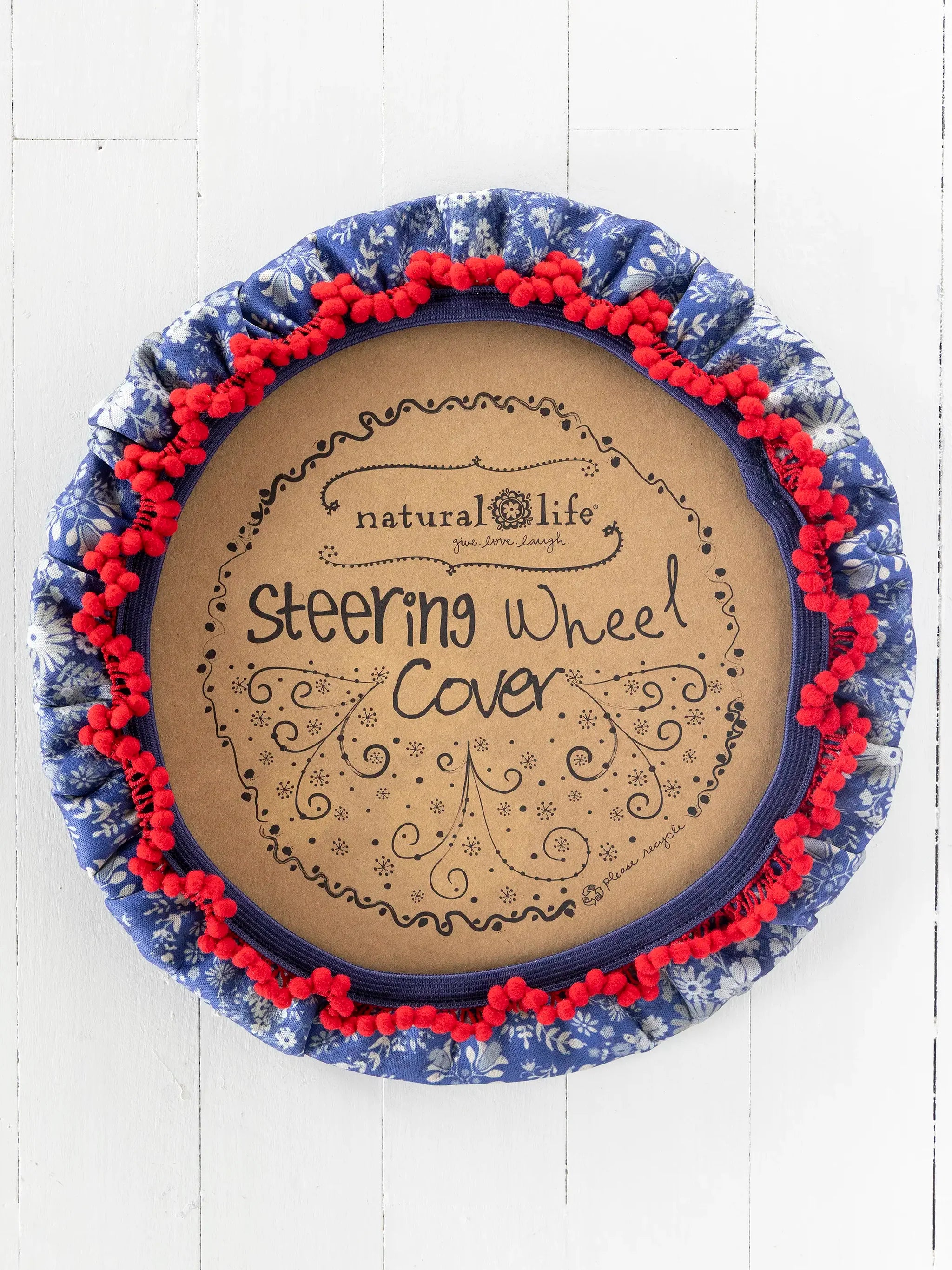 Natural Life Steering Wheel Cover - Diamond Bandana Navy - Lace and Grace Boutique