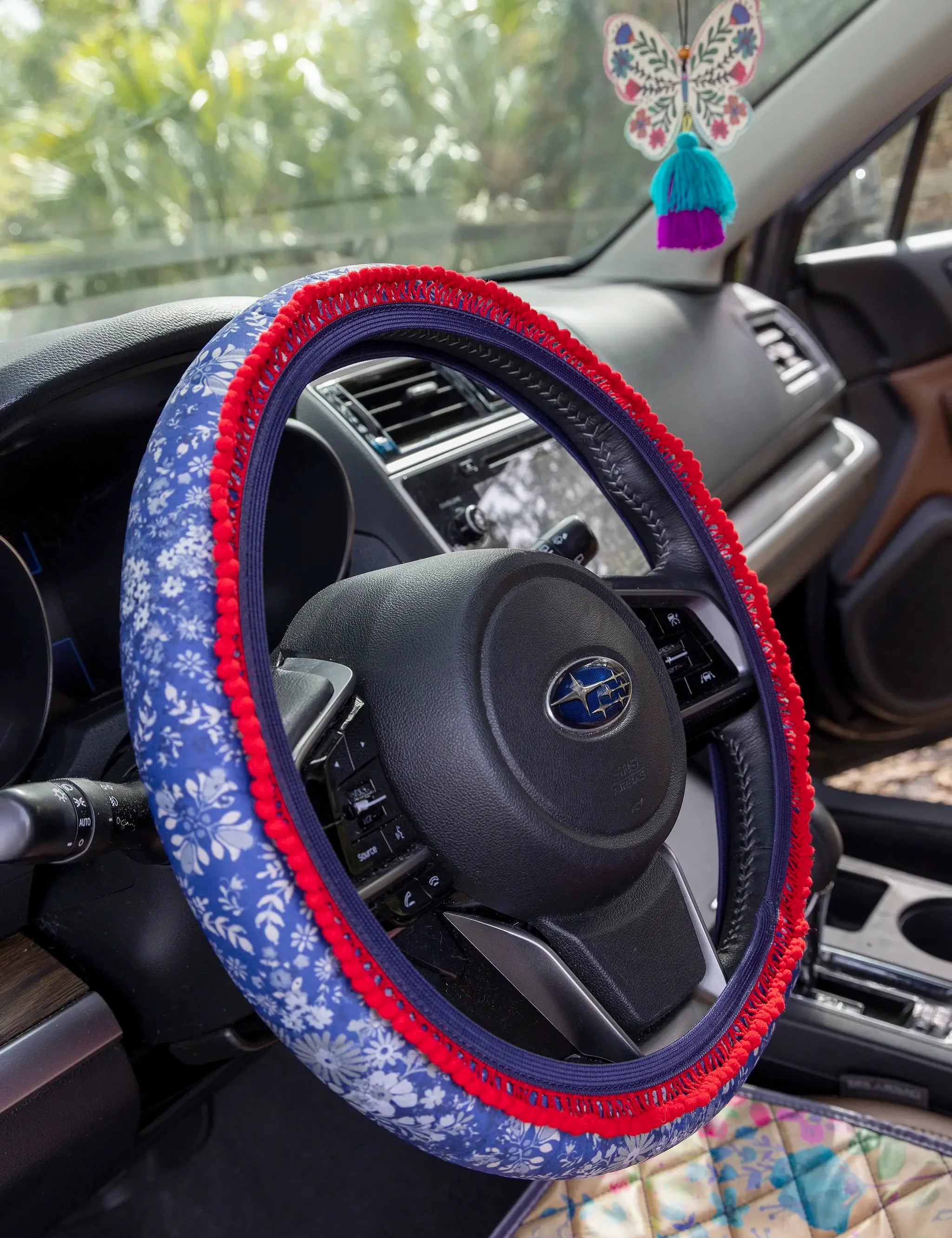 Natural Life Steering Wheel Cover - Diamond Bandana Navy - Lace and Grace Boutique