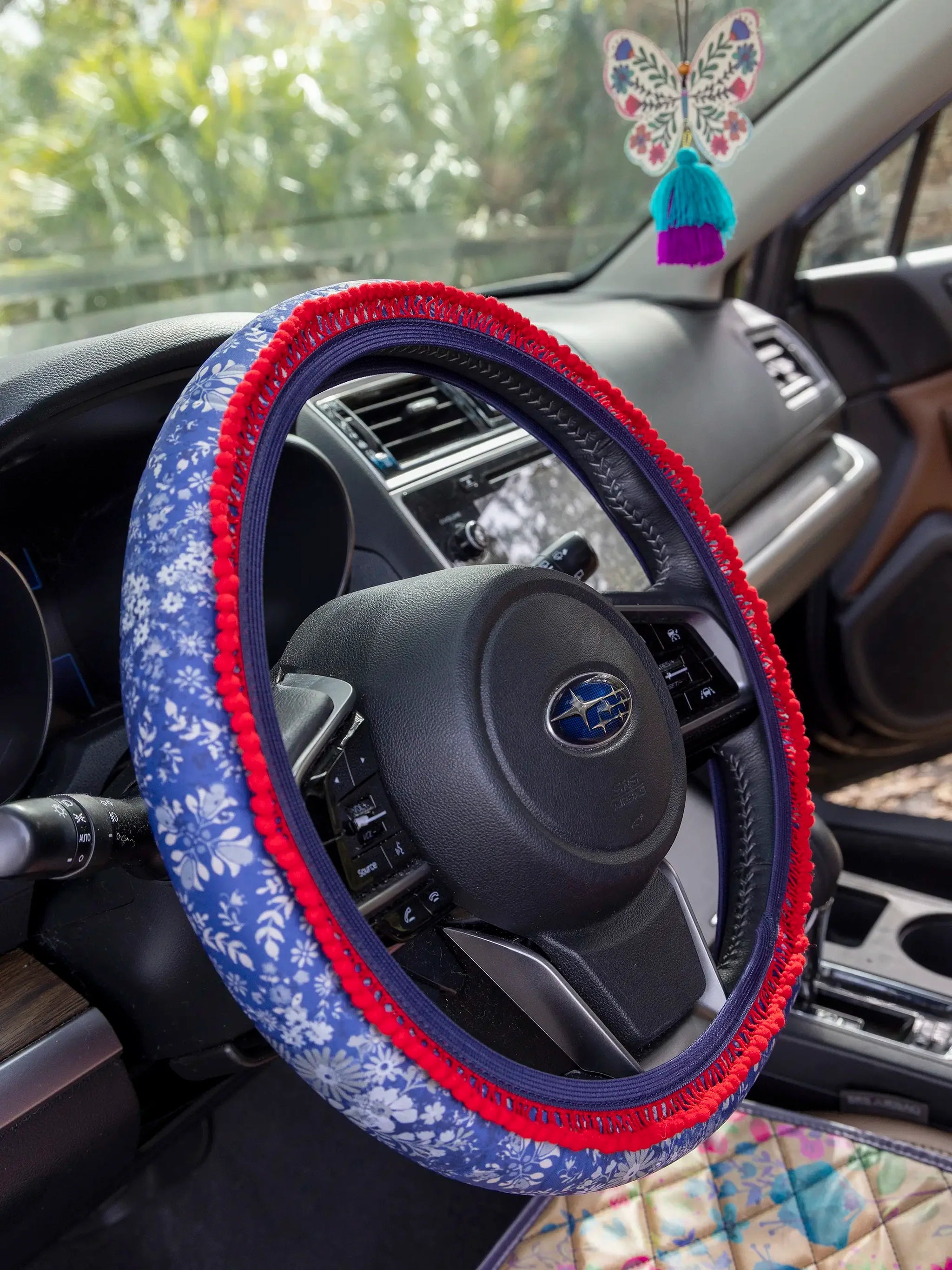 Natural Life Steering Wheel Cover - Diamond Bandana Navy - Lace and Grace Boutique