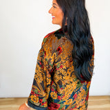 Velvet Floral Burnout Kimono - Black Combo