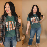 Fall Plaid Tee - Evergreen