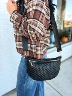 Kedzie Terrace Woven Crossbody - Black - Lace and Grace Boutique