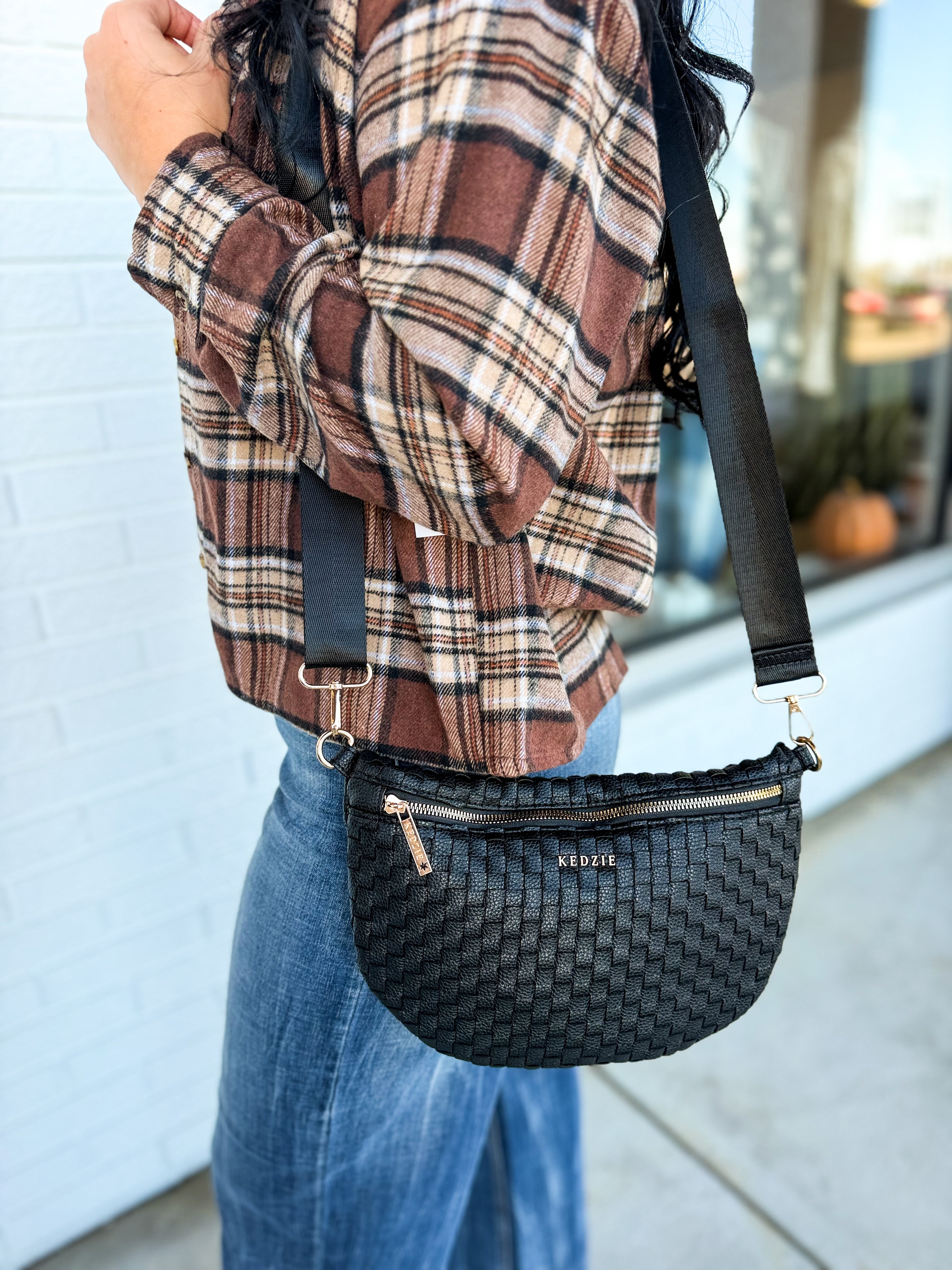 Kedzie Terrace Woven Crossbody - Black - Lace and Grace Boutique