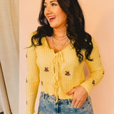 Embroidered Front Tie Cardigan - Butter - Lace and Grace Boutique
