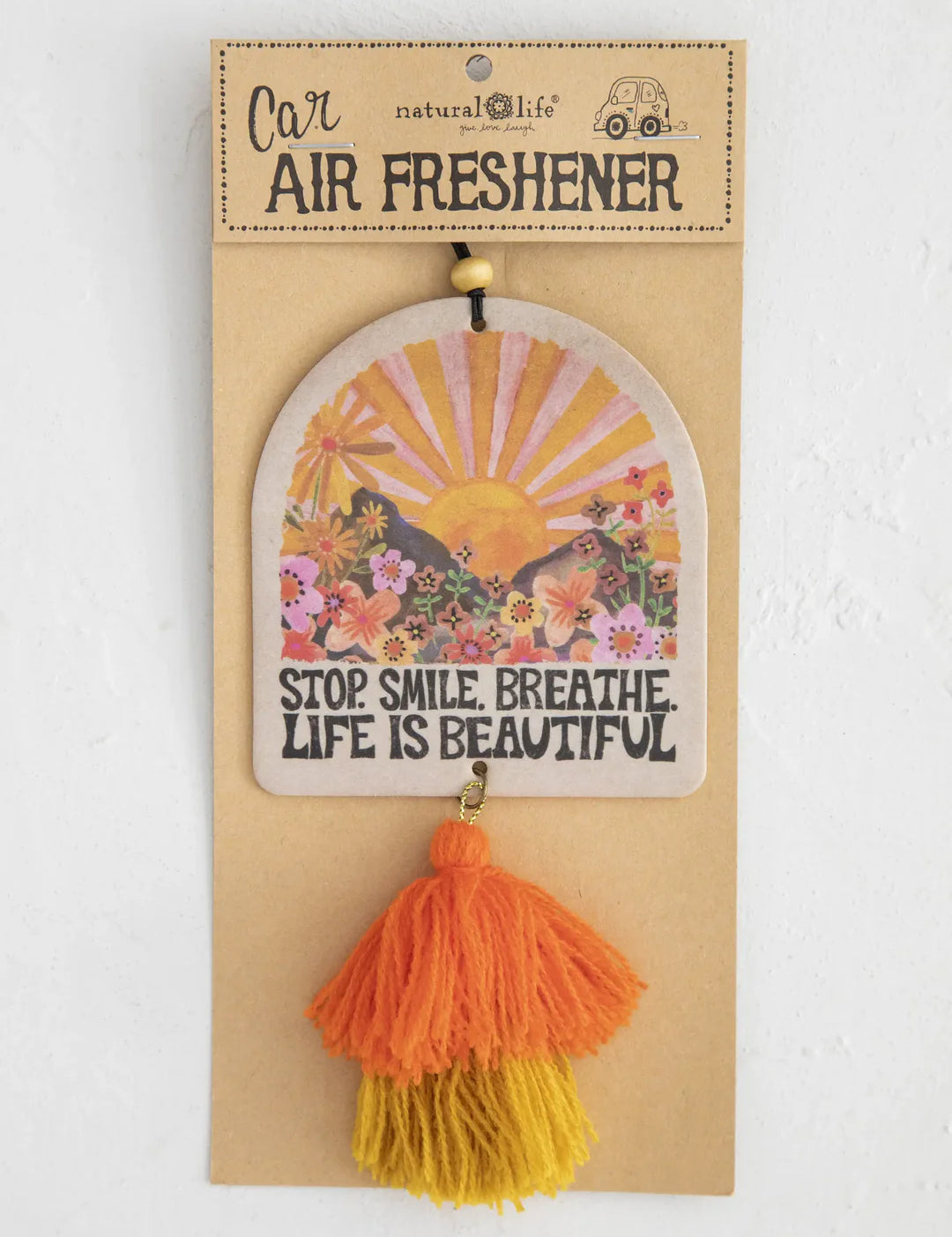 Natural Life Car Air Freshener - Stop. Smile. Breath. - Lace and Grace Boutique