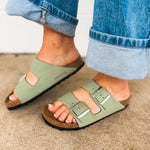 Birkenstock Arizona Nubuck Leather Sandal - Pure Sage - Lace and Grace Boutique