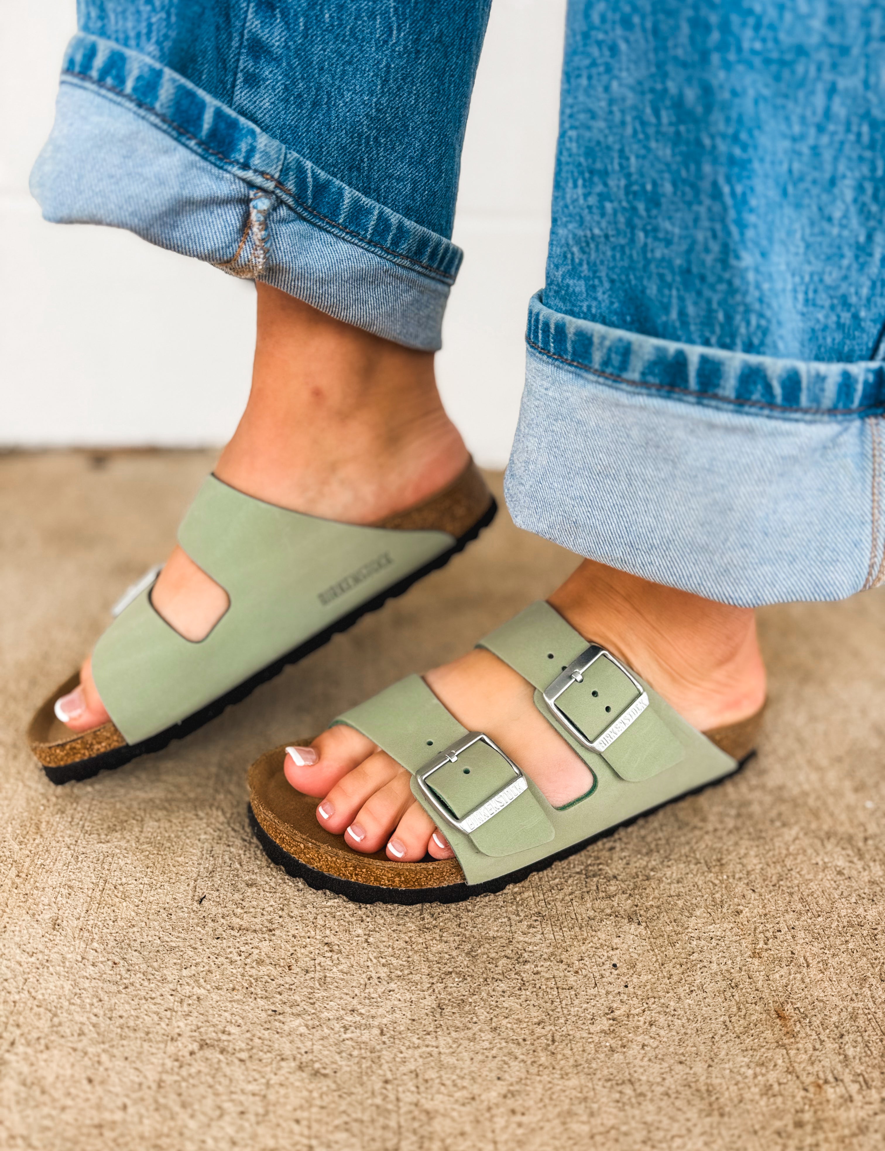 Birkenstock Arizona Nubuck Leather Sandal - Pure Sage - Lace and Grace Boutique