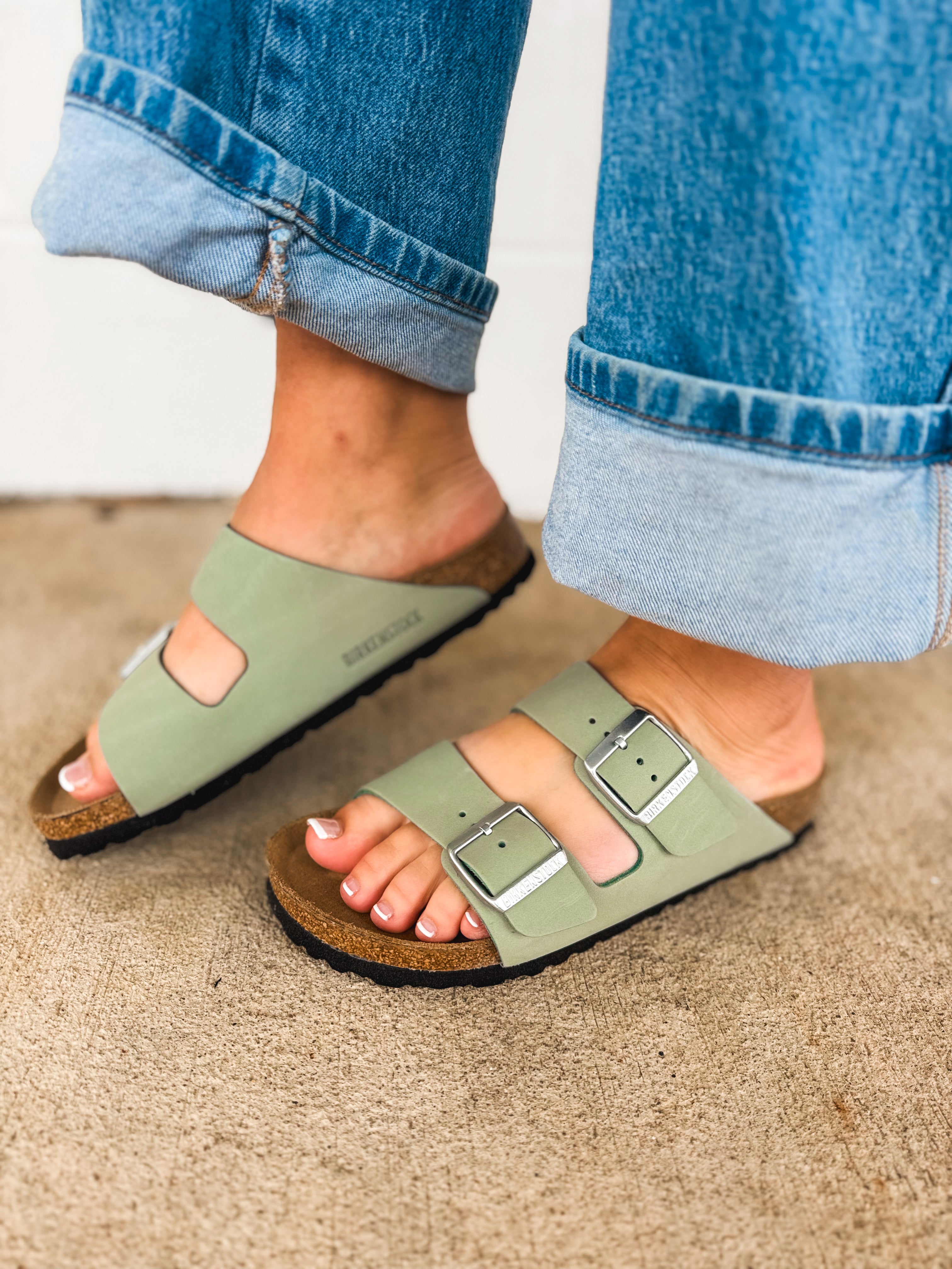Birkenstock Arizona Nubuck Leather Sandal - Pure Sage - Lace and Grace Boutique