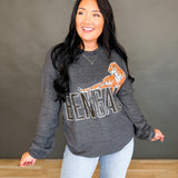 Bengals Distressed Corded Crewneck - Charcoal