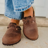 Birkenstock Boston Oiled Leather Clogs - Habana