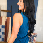 Land That I Love Mineral Washed Tank Top - Navy - Lace and Grace Boutique