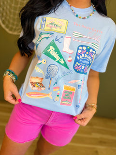 Fishing Club Match Box Graphic Tee - Hydrangea - Lace and Grace Boutique