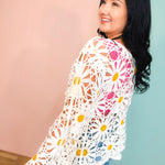 POL Floral Crochet Open Knit Cardigan - White - Lace and Grace Boutique
