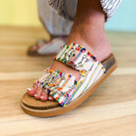 Tatum Buckle Slide Sandal - Multicolor - Lace and Grace Boutique