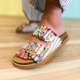Tatum Buckle Slide Sandal - Multicolor - Lace and Grace Boutique