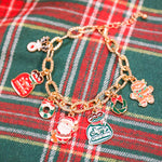 Textured chain link Christmas charm bracelet.