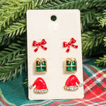 Set of 3 Christmas post drop earrings.