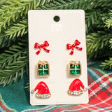 Set of 3 Christmas post drop earrings.
