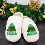 Christmas tree plush slippers.