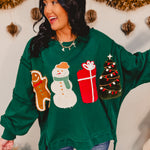 Christmas corduroy Christmas patches high-low top in green.