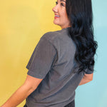 Baseball Coquette Bow Graphic Tee - Pepper - Lace and Grace Boutique