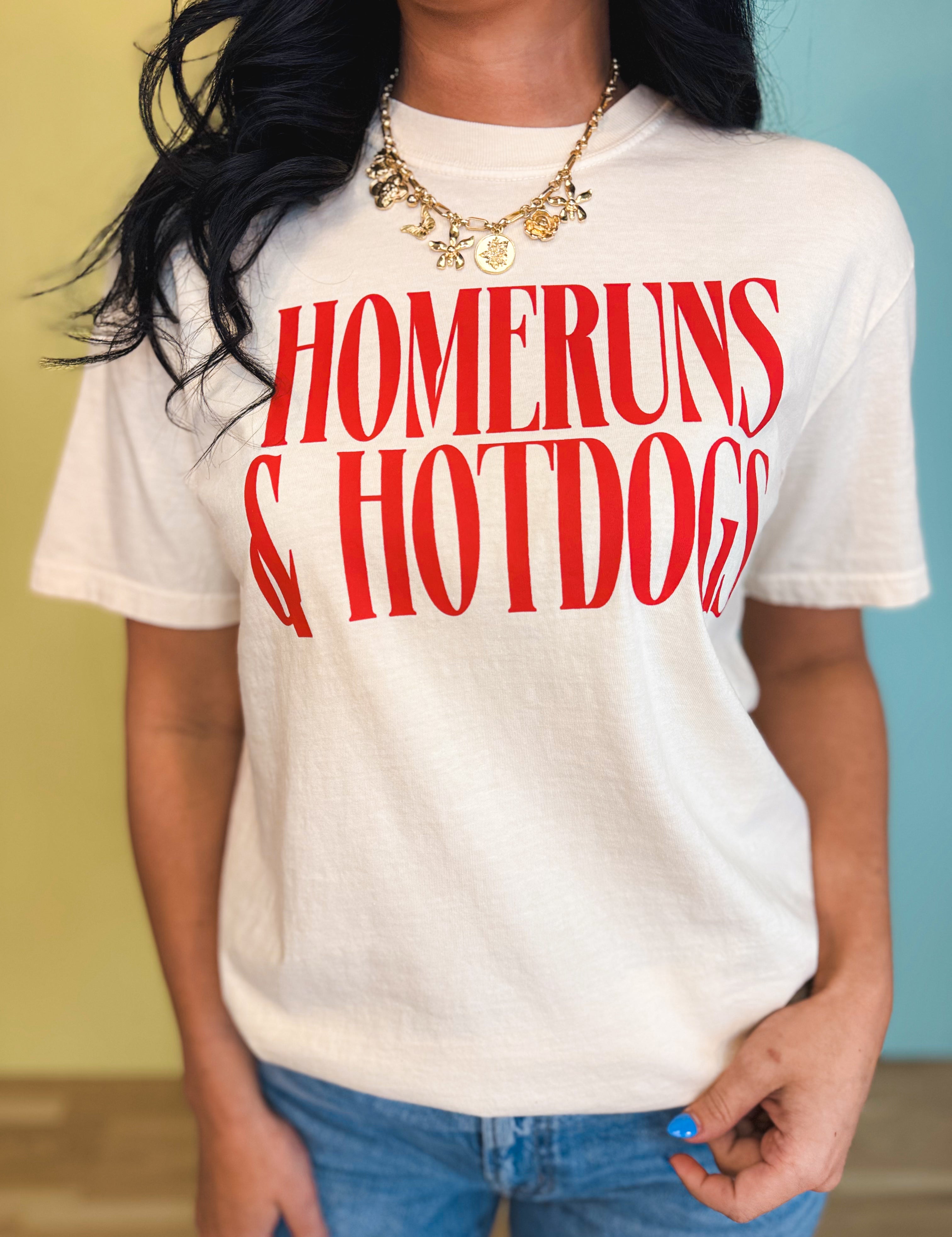 Home Runs & Hot Dogs Graphic Tee - Ivory - Lace and Grace Boutique