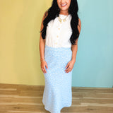 Floral Midi Skirt - Sky/White - Lace and Grace Boutique