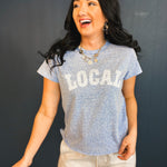 Local Raw Edge Heather Tee - Blue/White - Lace and Grace Boutique